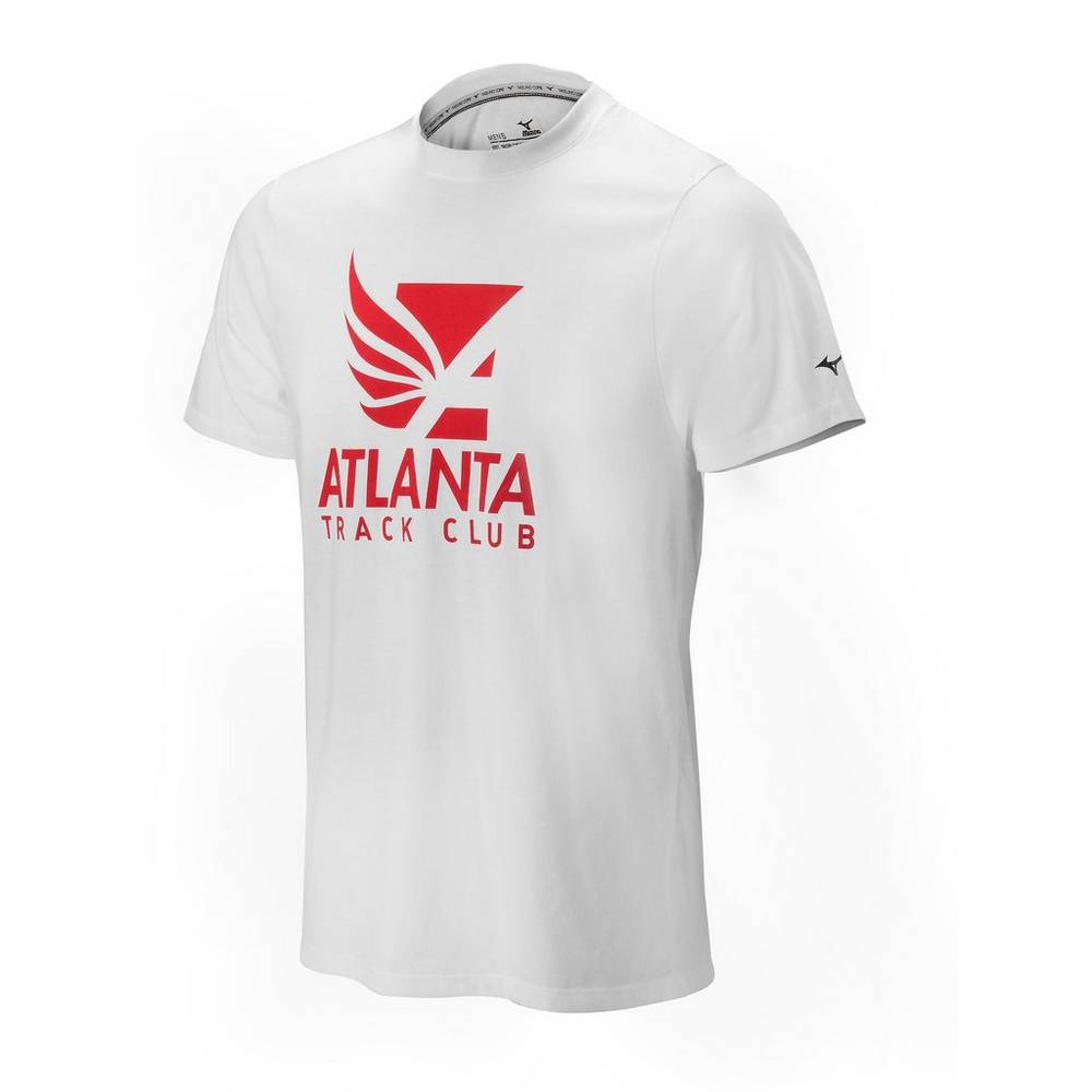 Panske Tričko Mizuno Atlanta Track Club 50/50 Biele Vypredaj GFVO87406